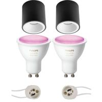 Philips Hue Opbouwspot Set GU10 - Mat Zwart/Wit - Ø90mm - White and Color Ambiance - Bluetooth - thumbnail