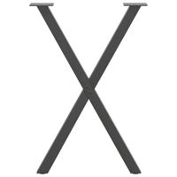 Eettafelpoten 2 st X-vormig 57x(72-73) cm staal antraciet - thumbnail