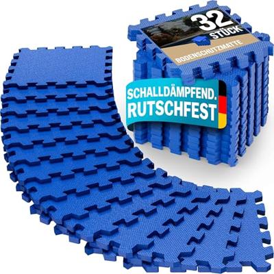 Vloerbescherming - Puzzelmat 32-delig Blauw afmeting 180x360x1cm