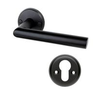 Mooi Deurbeslag Deurklink Esferia mat zwart met ronde cilinderrozetten Rosa - thumbnail