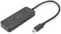 DIGITUS 3-poorts USB-C grafische adapter - USB-C naar 3x Displayport - 4k60Hz - Multi Stream Transport (MST) - Video Hub - zwart - thumbnail