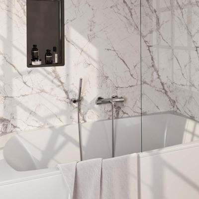 Brauer Chrome Carving Opbouw Baddouche Thermostaatkraan - Wandhouder - Staaf - Doucheslang - Handdouche - Chroom