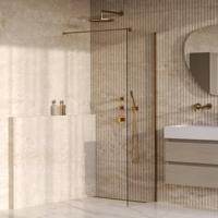 Brauer Oblivion - Inloopdouche - Helder Glas - 50 x 200 cm - incl. Glascoating - PVD Goud Geborsteld - thumbnail