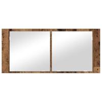LED Spiegelkast Oud hout 100 x 12 x 45 cm Bewerkt hout - thumbnail