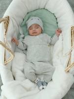Tricot newborn romper van biologisch katoen grijs gechineerd - thumbnail