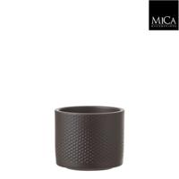 Mica Decorations era pot donkergrijs relief 10x12cm - thumbnail