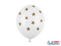 6 Witte Ballonnen Met Sterren Print Goud - thumbnail