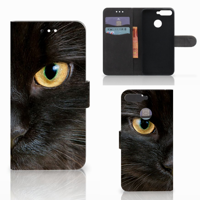 Huawei Y6 2018 Telefoonhoesje met Pasjes Zwarte Kat - thumbnail