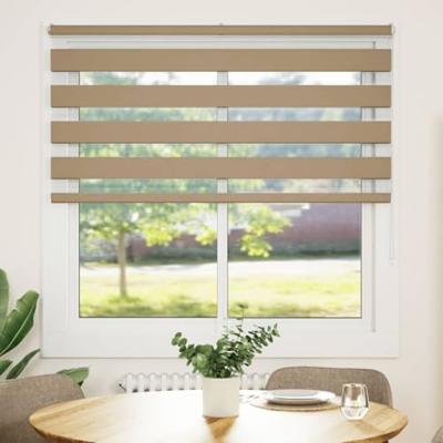 VidaXL Zebra blind 145x150 cm stofbreedte 140,9 cm polyester zandbruin - thumbnail