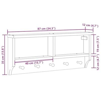 VidaXL Wandkapstok sandnes 87x12x35 cm massief grenenhout VidaXL Wandkapstok sandnes 87x12x35 cm massief grenenhout