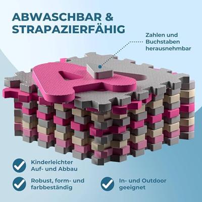 Puzzelmat 86 delig met getallen en letters Roze