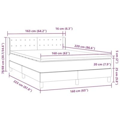 Boxspring met matras fluweel lichtgrijs 160x220 cm