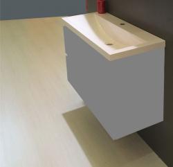 Wiesbaden Flag wastafel enkel met 1 kraangat 100x36x4 cm kunstmarmer glans wit