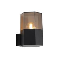 QAZQA Buiten wandlamp zwart met smoke glas zeshoek IP44 - Denmark - thumbnail