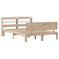 Bedframe met hoofdbord massief grenenhout 140x190 cm - thumbnail