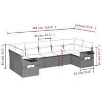 7-delige Loungeset met kussens poly rattan beige - thumbnail