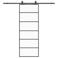 Schuifdeur met beslagset 76x205 cm ESG glas zwart - thumbnail