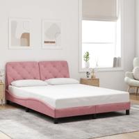 Bedframe met hoofdeinde fluweel roze 140x200 cm - thumbnail