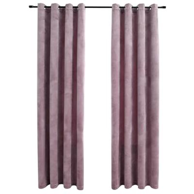 VidaXL Gordijnen verduisterend met ringen 2 st 140x225 cm fluweel roze