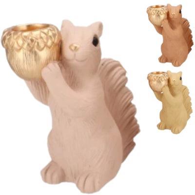 Daan Kromhout Schaal jingle eekhoorn staand zand/roze 21 cm 3 assorti | 6 stuks