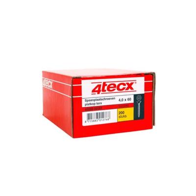 4tecx Platverzonkenkopschroef Torx Verzinkt 6x80 Deeldraad - VE=100 - 0229.01.50401