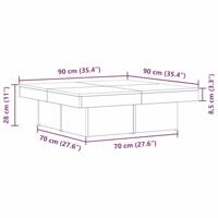 Salontafel Zwart eiken 90 x 90 x 28 cm Bewerkt hout - thumbnail