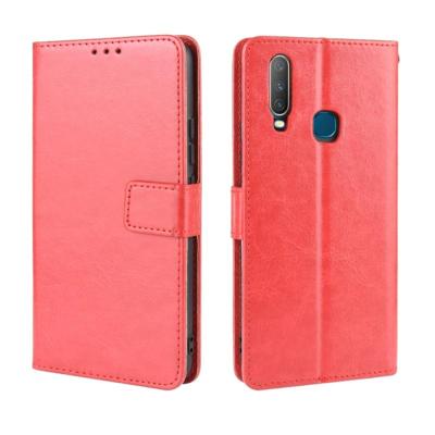 Retro Crazy Horse textuur horizontale Flip lederen case voor vivo Y17/Y15-/Y3 met houder & kaartsleuven & fotolijstjes (rood)