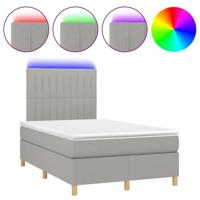 Boxspring met matras en LED stof lichtgrijs 120x190 cm - thumbnail
