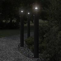 VidaXL Vloerlamp voor buiten met sensor 110 cm roestvrijstaal zwart - thumbnail