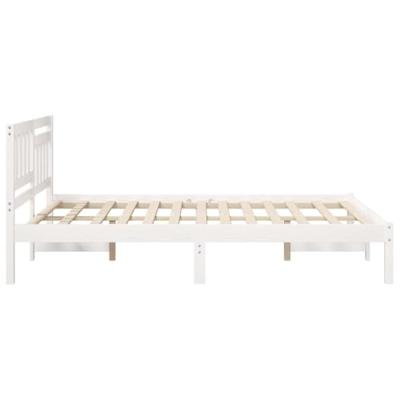 Bedframe met hoofdeinde Wit 135 x 190 cm Massief grenenhout - thumbnail