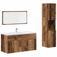 3-delige Badkamermeubelset bewerkt hout oud houtkleurig - thumbnail