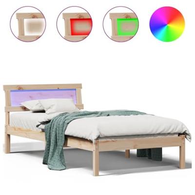Bedframe met hoofdeinde Bruin 80 x 200 cm Massief grenenhout