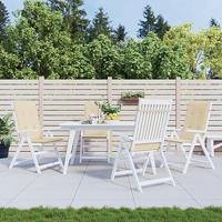 VidaXL Tuinstoelkussens 4 st hoge rug120x50x3 cm stof beige - thumbnail