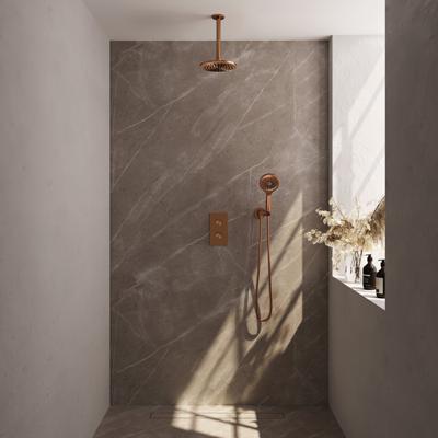 Inbouw Regendouche Set Brauer Copper Edition Plafond Uitloop Ronde Hoofddouche 20 cm Met Handdouche 3 Standen Koper Brauer