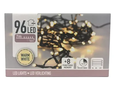 Home & Styling Batterijverlichting 96led warm wit 7mtr