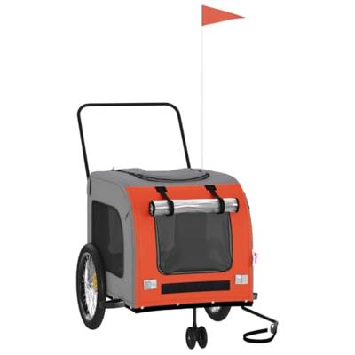 VidaXL Hondenfietstrailer oxford stof en ijzer oranje en grijs - thumbnail