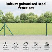 VidaXL Hek met paal groen 0,4 x 10 m staal en pvc - thumbnail