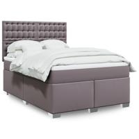 Boxspring met matras kunstleer grijs 140x200 cm - thumbnail