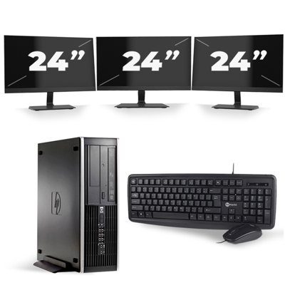 HP Compaq 8100 Elite SFF - Intel Core i7-1e Generatie - 16GB RAM - 256GB SSD - Windows 10 + 3x 24 inch Monitor