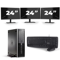 HP Compaq 8100 Elite SFF - Intel Core i7-1e Generatie - 16GB RAM - 256GB SSD - Windows 10 + 3x 24 inch Monitor - thumbnail