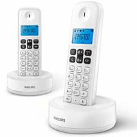 Philips D1612W draadloze vaste telefoon, duo, achtergrondverlichting, HQ-geluid, Agenda 50 nummers, laag stroomverbruik, beller-identificatie, bereik 50 m - 300 m, wit (compatibel: ES, IT, FR) - thumbnail