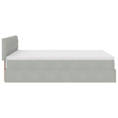 Ottoman bed met matras en LED's 140x200cm fluweel lichtgrijs