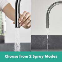 Hansgrohe Talis M54 ééngreeps keukenmengkraan 210 met uitttrekbare vuistdouche, 2 straalsoorten, EcoSmart Brushed Black Chrome - thumbnail