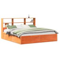Bedframe zonder matras massief grenenhout wasbruin 200x200 cm - thumbnail