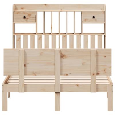 Bed met boekenkast zonder matras massief grenenhout 140x190 cm