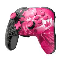 PDP - Glow draadloze controller voor Nintendo Switch en Switch OLED - Grand Prix Peach - Zwart en roze - thumbnail