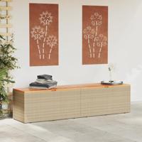 Tuinbox 220x50x54 cm poly rattan en acaciahout beige - thumbnail