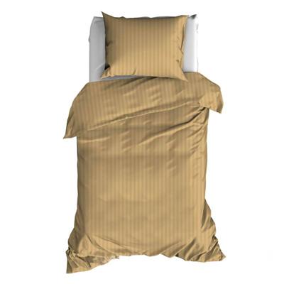 Satin d'Or Dekbedovertrek Streep Oker-1-persoons (140 x 200/220 cm)