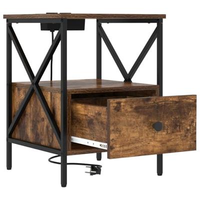 Nachtkastje met lade 2 pcs Gerookt eiken 41,5 x 40,5 x 55 cm Nachtkastje met lade 2 pcs Gerookt eiken 41,5 x 40,5 x 55 cm