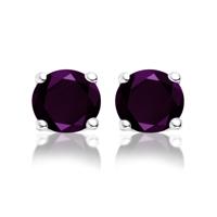 New Bling 9NB-0023 Oorstekers zilver met zirkonia zilverkleurig-paars 8 mm - thumbnail